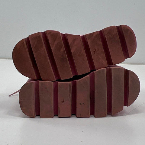 Sugar Thrillz Pink Lace Platform Wedge Combat Boots Spiked Chain Size 7