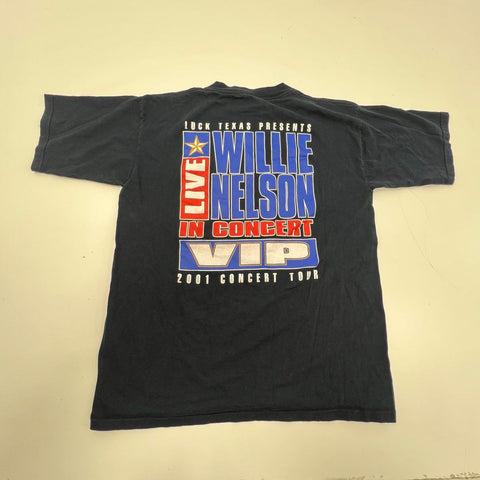 Vintage 2001 Willie Nelson Concert Tour VIP Pass T-Shirt Made in USA Sz L