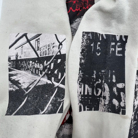 Rebel Vengeance Men's Crewneck Sweatshirt Off White Graphic Skull Rib Cage Sze L