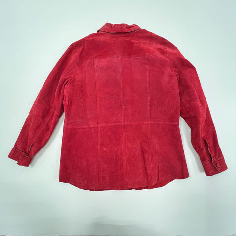 Vintage 90s Nygard Red Genuine Suede Leather Button Front Jacket Sz M