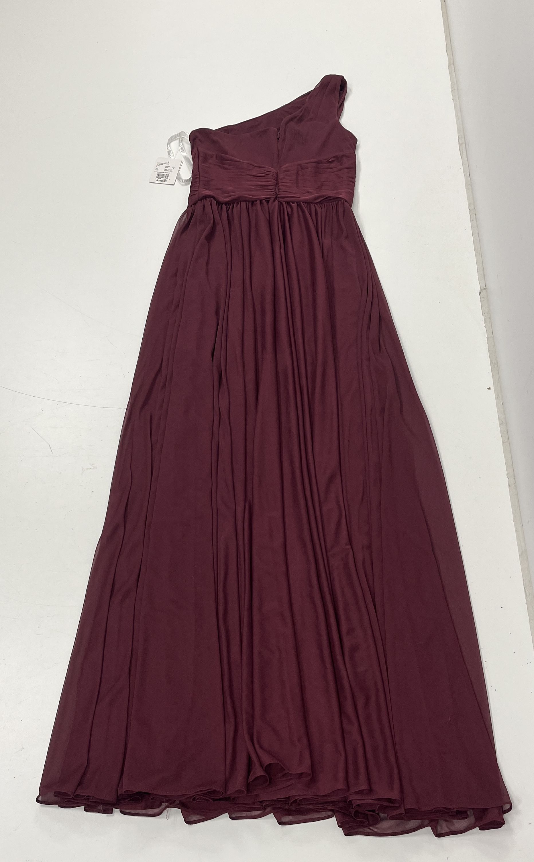 Davids Bridal NWT Wine One Shoulder Ruched Bridesmaid Gown Dress Womens Size 6