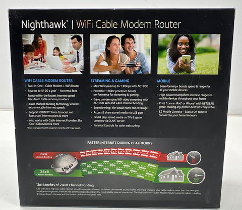 Netgear Nighthawk C7000v2 AC1900 WiFi Cable Modem Router DOCSIS 3.0 24x8