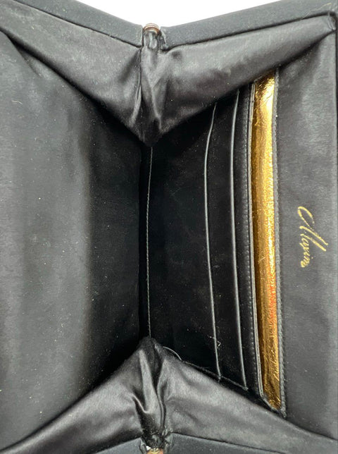 Vintage Maxim HL USA Black Satin Evening Handbag Purse Clutch Lot of 2