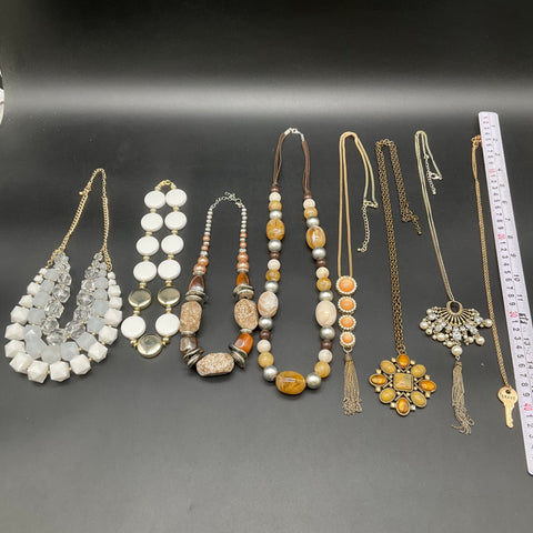 Vintage to Modern Mixed Costume Jewelry Necklace Lot 1.2 Lbs 8 Pieces Beaded