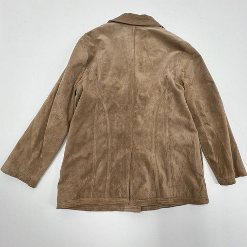 Vintage Y2K J. Jill Women's Tan Suede Leather Blazer Jacket Size M