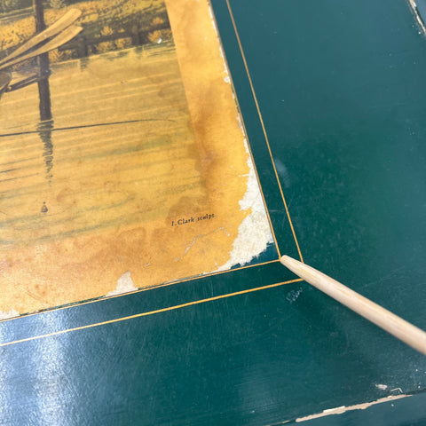 Vintage Lady Clare Serving Tray Fishing In A Punt 1820 Art Print Green 22"