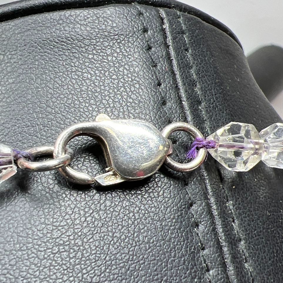 Large Purple and Clear Semi-Precious Stone Beaded Necklace