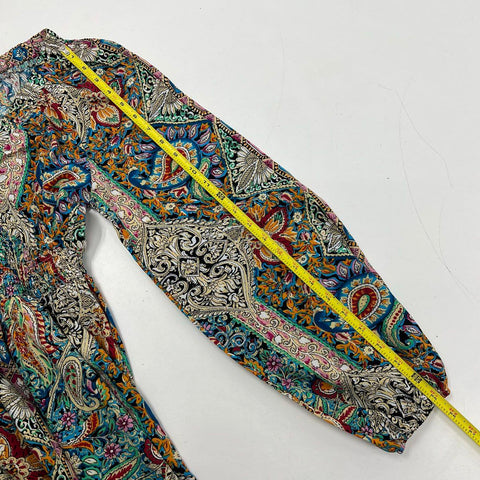 Coco + Carmen Lotus Maxi Dress Bohemian Paisley Long Sleeve NWT Sz XS