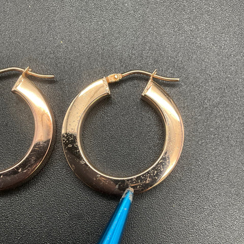 Milor Italy Bronze Hoop Earrings Polished Flat Edge Round Design 1"