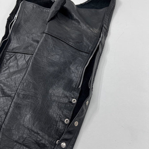 Vintage Leather King Biker Motorcycle Chaps Braided Black Leather Sz XL