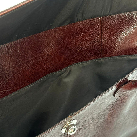 Wilsons Leather Pelle Studio Dark Brown Italian Leather Tote Bag Handbag