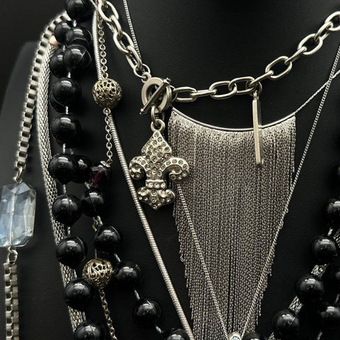Statement Costume Jewelry Lot 15+ Necklaces Bib Pendant Beaded Multi-Strand