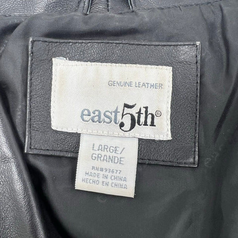 Vintage 90s East Fifth Genuine Leather Zip Up Moto Jacket Sz L