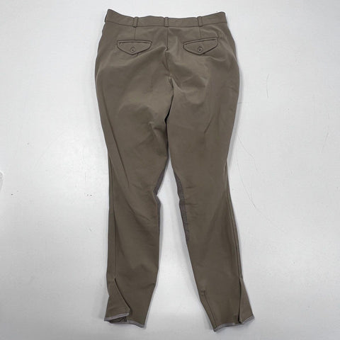 Ovation Equestrian Knee Patch Riding Jodhpurs Breeches Taupe Tan Sz 32/L