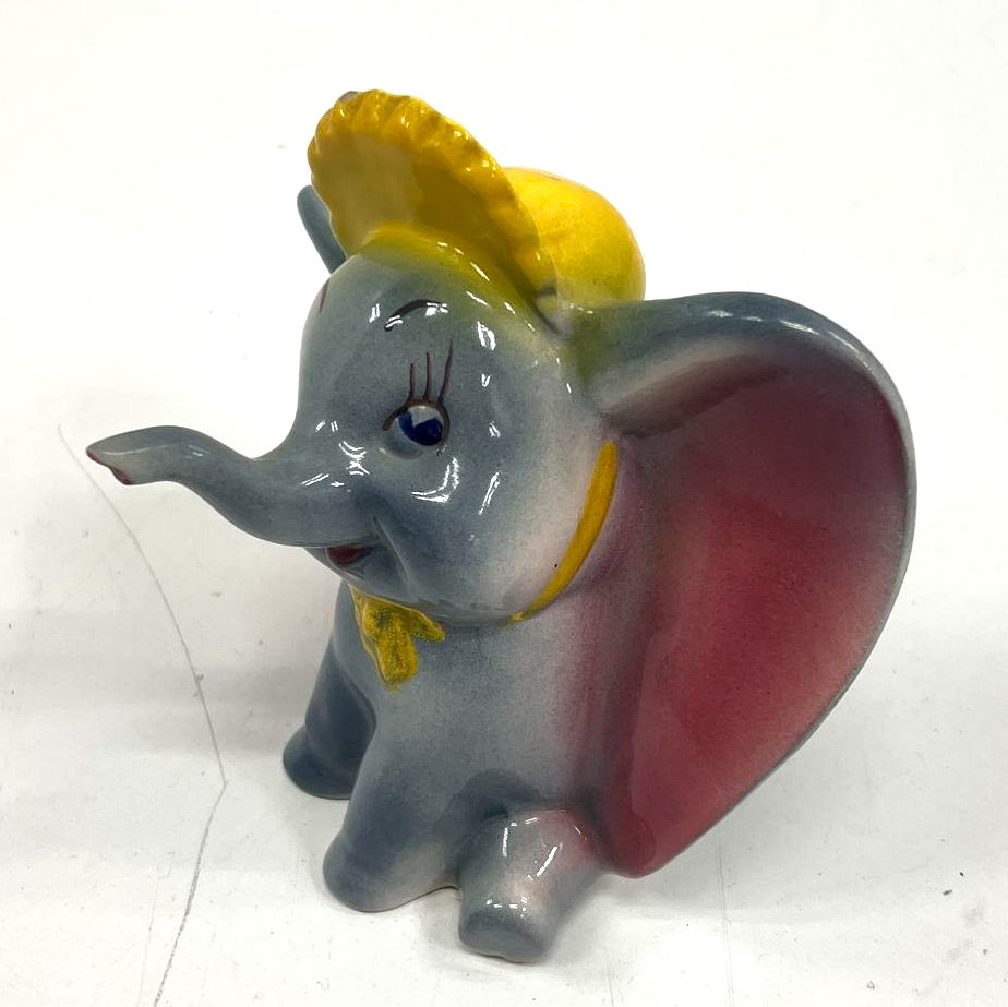 Vintage Collectible Dumbo Elephant in Bonnet Painted Ceramic Figurine *Chipped