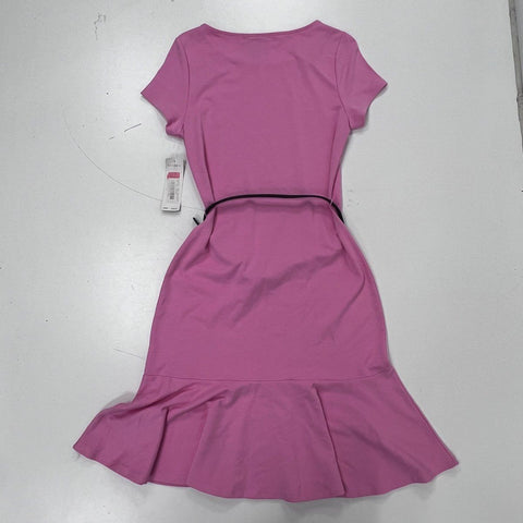 Lauren Ralph Lauren Women's Pink Belted Flounce Hem Dress NWT Size M