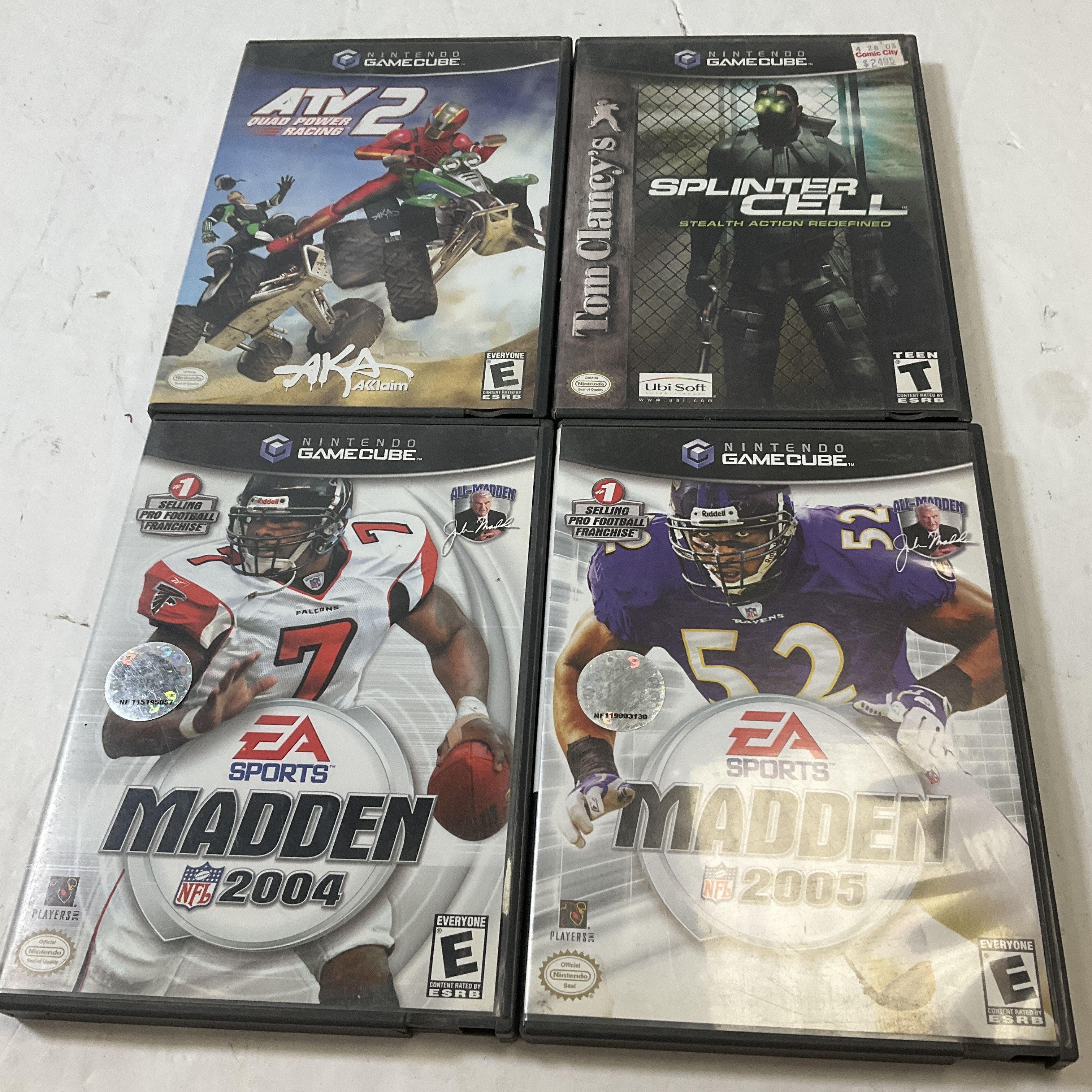 Nintendo Gamecube 4 Game Lot ATV2 Splinter Cell Madden 2004 & 2005 Untested