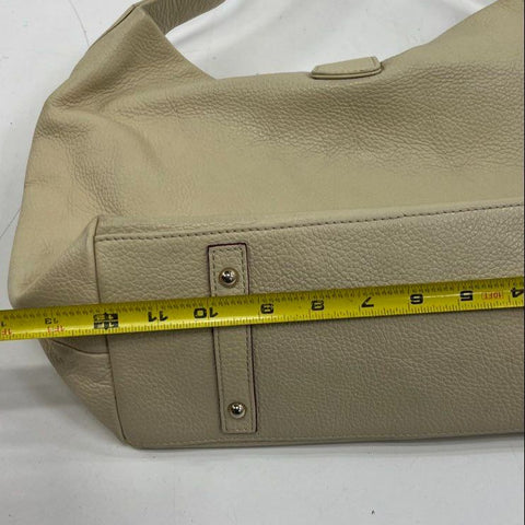 Dooney & Bourke Cream Pebbled Leather Lock Hobo Shoulder Bag Silver Hardware