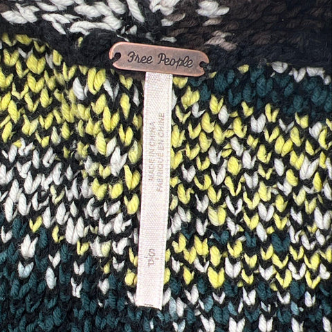 Free People Women's Electric City Cardigan Black Multicolor Floral Knit Sz S