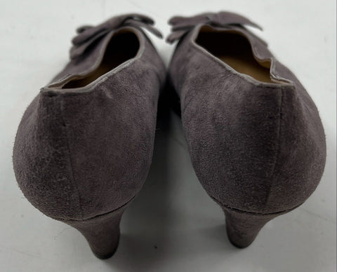 Vintage Saks Fifth Avenue Fantastic Mauve Suede Bow Pumps Italy Women's Size