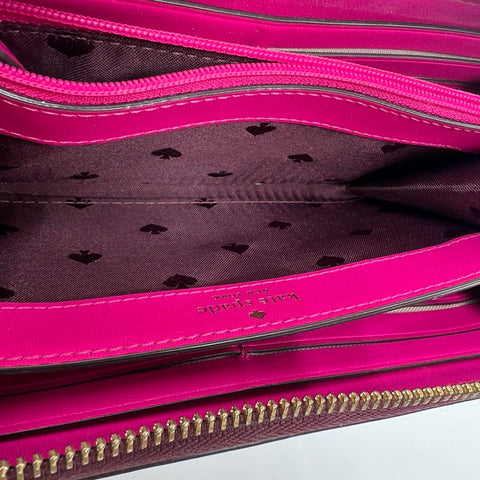 Kate Spade Burgundy Leather & Black Floral Print Wallets Lot of 2