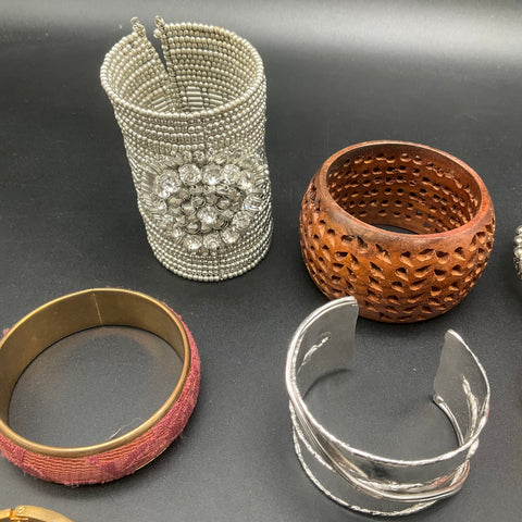 Boho Western Costume Jewelry Lot 14 Bracelets Cuff Bangle Snake Turquoise Style