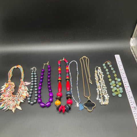 Fashion Costume Beaded Statement Necklace Jewelry Lot of 8 Boho Shell Wood