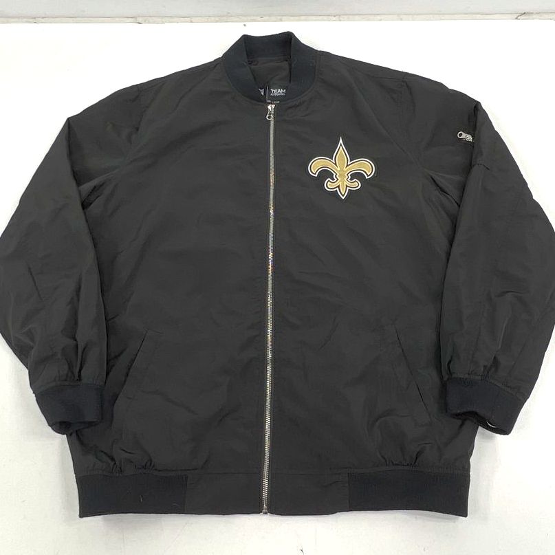 Men's NFL Team Apparel Black Polyester New Orleans Saints Zip Jacket - Size 3XL