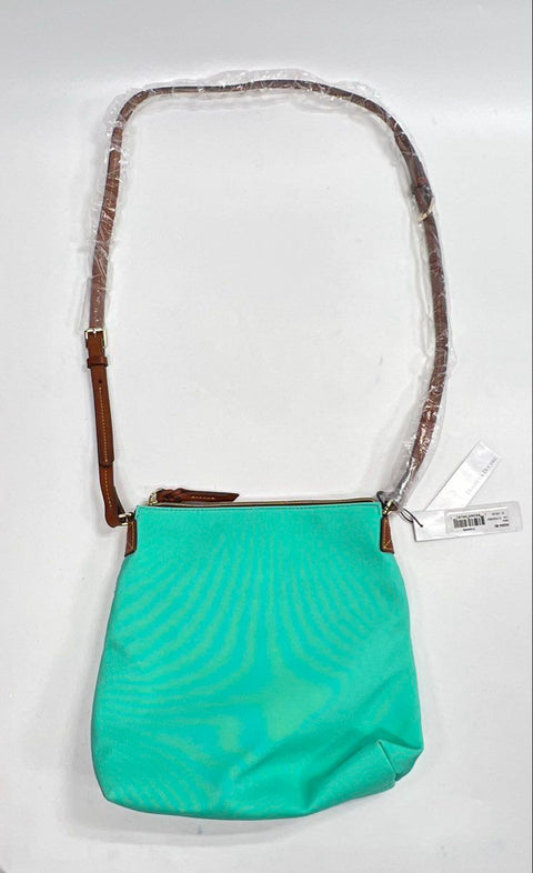 Dooney & Bourke Seafoam Green Canvas Crossbody Bag Leather Trim NWT