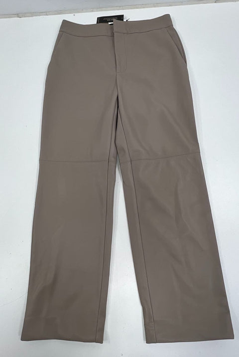 Banana Republic Lot 2 Black Taupe Vegan Leather Straight Pants Womens 10 NWT
