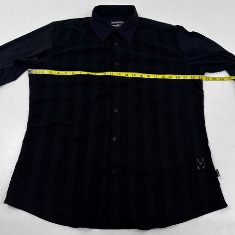 Barabas Men's Black Knit Chevron Rhinestone Button Down Shirt XL NWT