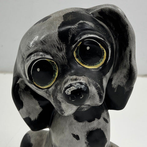 Vintage Big Eyes Dog Puppy Figurine Statue Ceramic Hand-Painted 11 Inch