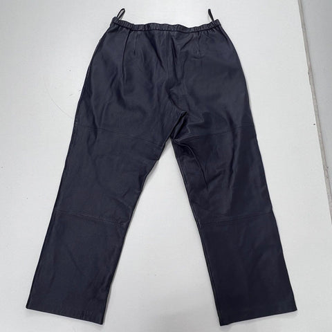 Terry Lewis Women's Navy Blue Genuine Leather Straight Leg Pants Size 18
