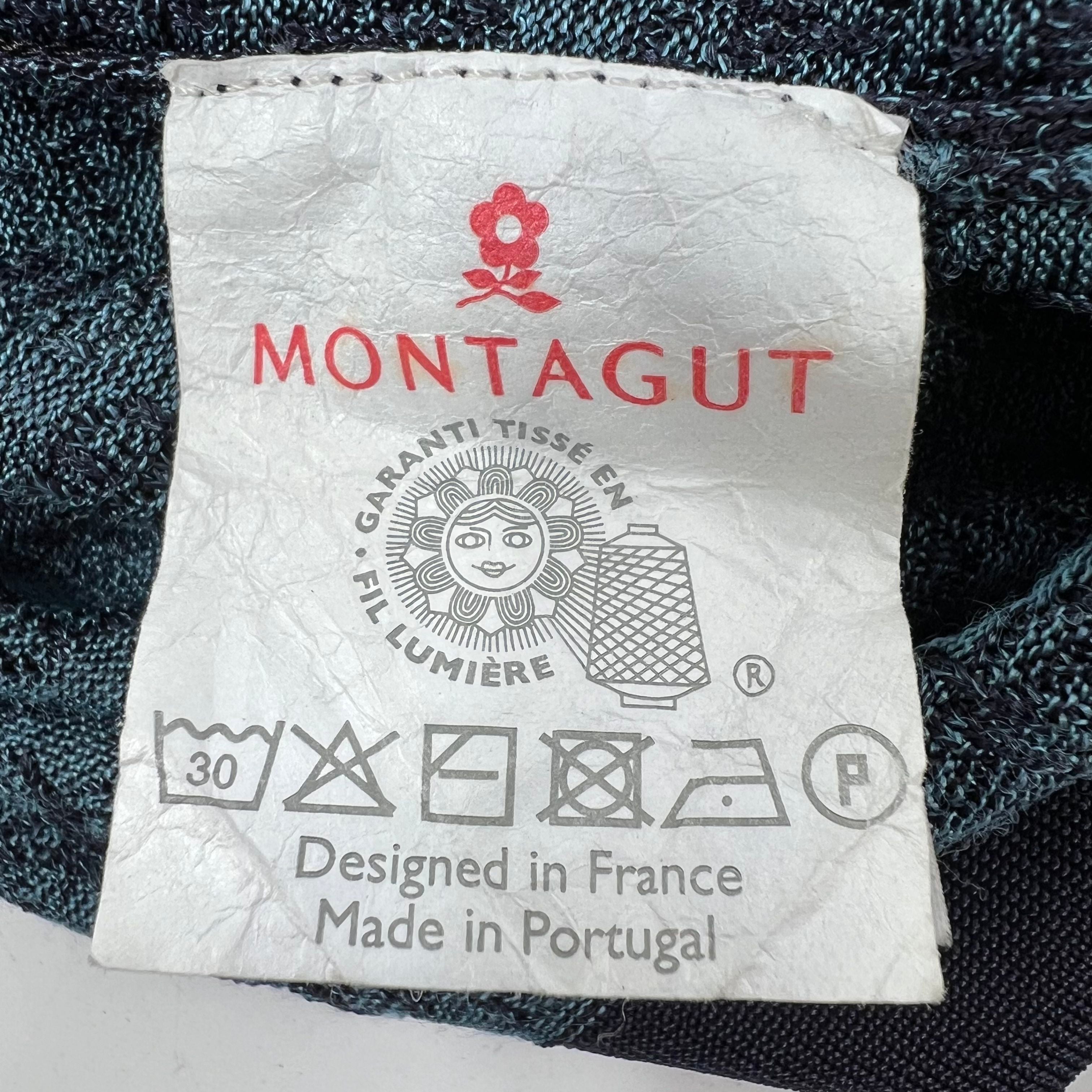 Vintage 90s Montagut Textured Knit Geometric Polo Shirt Fil Lumiere Sz M