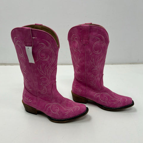 Roper Womens Pink Faux Suede Western Cowboy Boots Square Toe Size 7.5 NWT