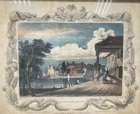 William Tombleson Pair Hand Colored Steel Engravings Hampton Court & Aylesford
