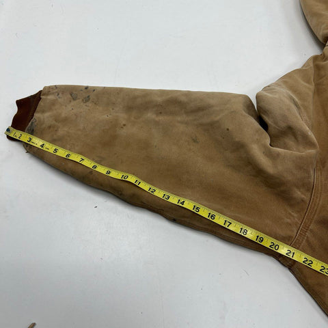 Carhartt Duck Active Jacket Hooded Quilted Lined Made in USA Distressed Sz 2XL