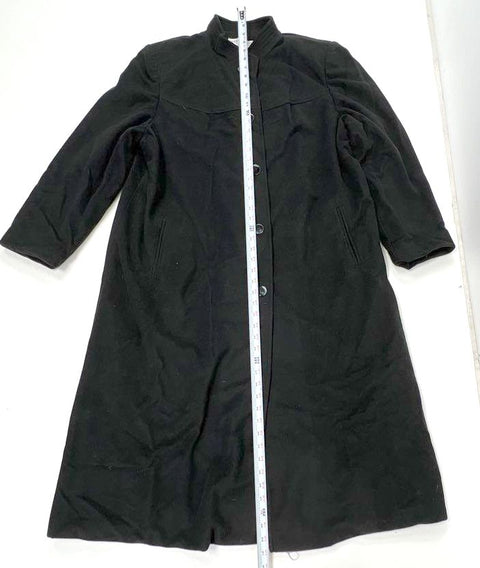 Vintage 80s Wellington Women's Kashmiracle Black Longline Mandarin Collar Coat