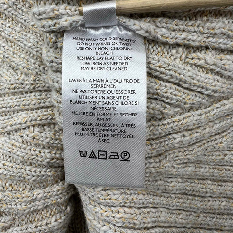 Free People Women's Back To It Mini Sweater Dress Oatmeal Cable Knit Half Zip M