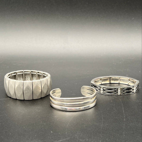 Silver Tone Bracelet Jewelry Lot of 13 J. Crew Bangle Cuff Stretch Rhinestone