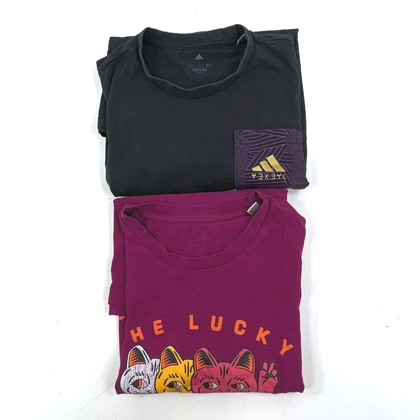 Adidas T-Shirt Lot 2 Mens L Black Panther Wakanda Forever Lucky Cat Graphic