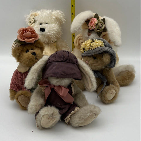 Boyds Bears & Friends Plush Lot 5 Pieces Bears & Bunnies Vintage Collectible