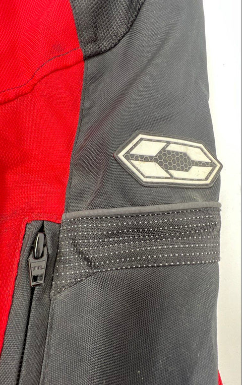 Castle Streetwear Men's Black Red Motorcycle Jacket Quilted Lining Padded Sz XL