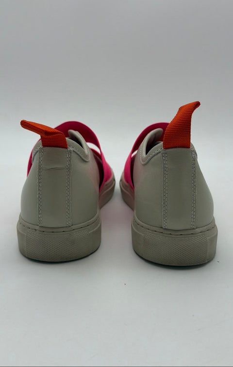 Sofie D'Hoore Elastic Double Strap Leather Slip On Sneakers Grey Pink Size 38