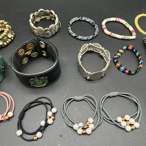 Harry Potter Slytherin Shell Beaded Rhinestone Cuff Bracelet Jewelry Lot of 18