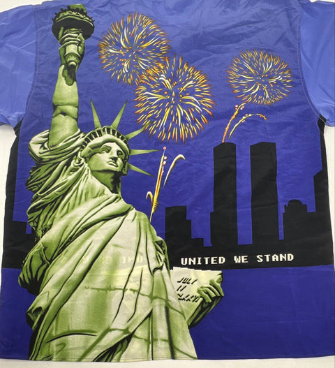 Vintage 2001 United We Stand Twin Towers Statue of Liberty Button Down Sz 2XL