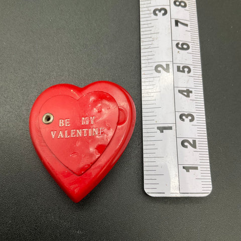 Vintage Red Celluloid Valentine Heart Pin Swivel Photo Locket Brooch