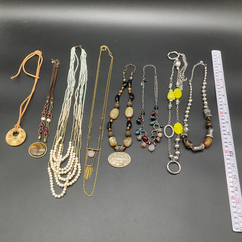 Artisan Boho Vintage Style Costume Jewelry Lot 8 Beaded Pendant Necklaces