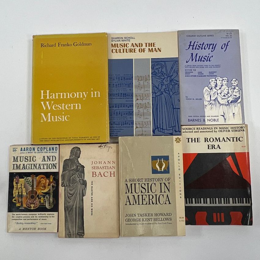 Vintage Lot Of 7 Music Books Bach Music in America Romantic Era History of Music