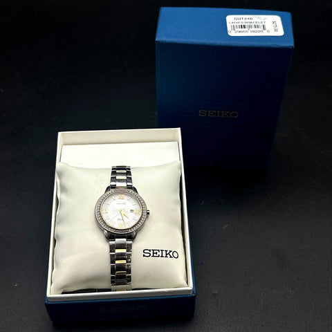 Seiko SUT246 Ladies Solar Watch Two-Tone Stainless Steel Crystal Bezel - Works